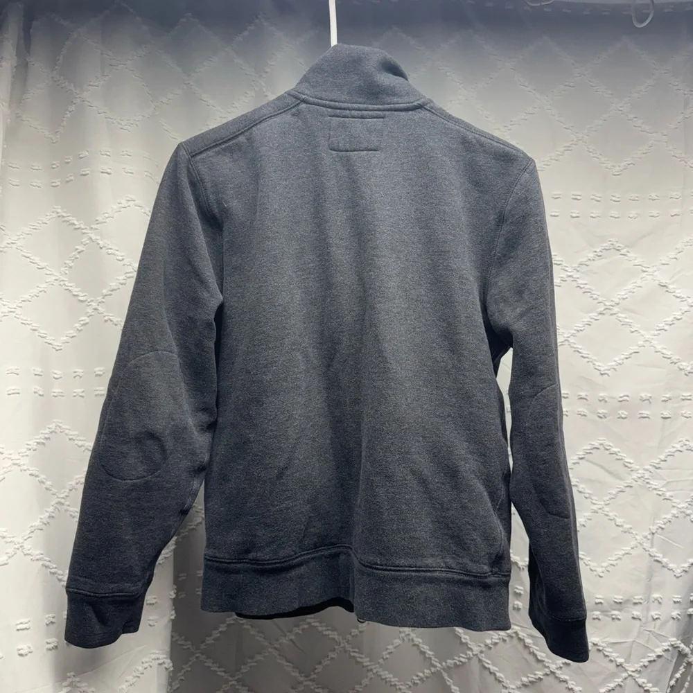 Banana Republic Men's Small Charcoal Gray Full-Zip Mock Neck Fleece Sweatshirt